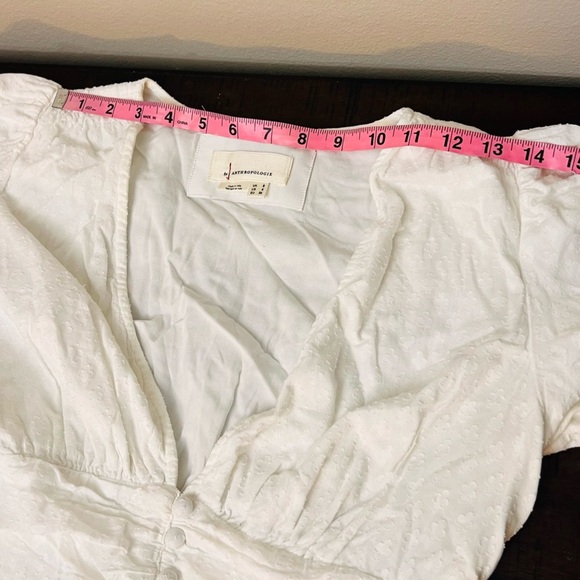 Anthropologie White Midi Dress with Puff Sleeves - Picture 7 of 10